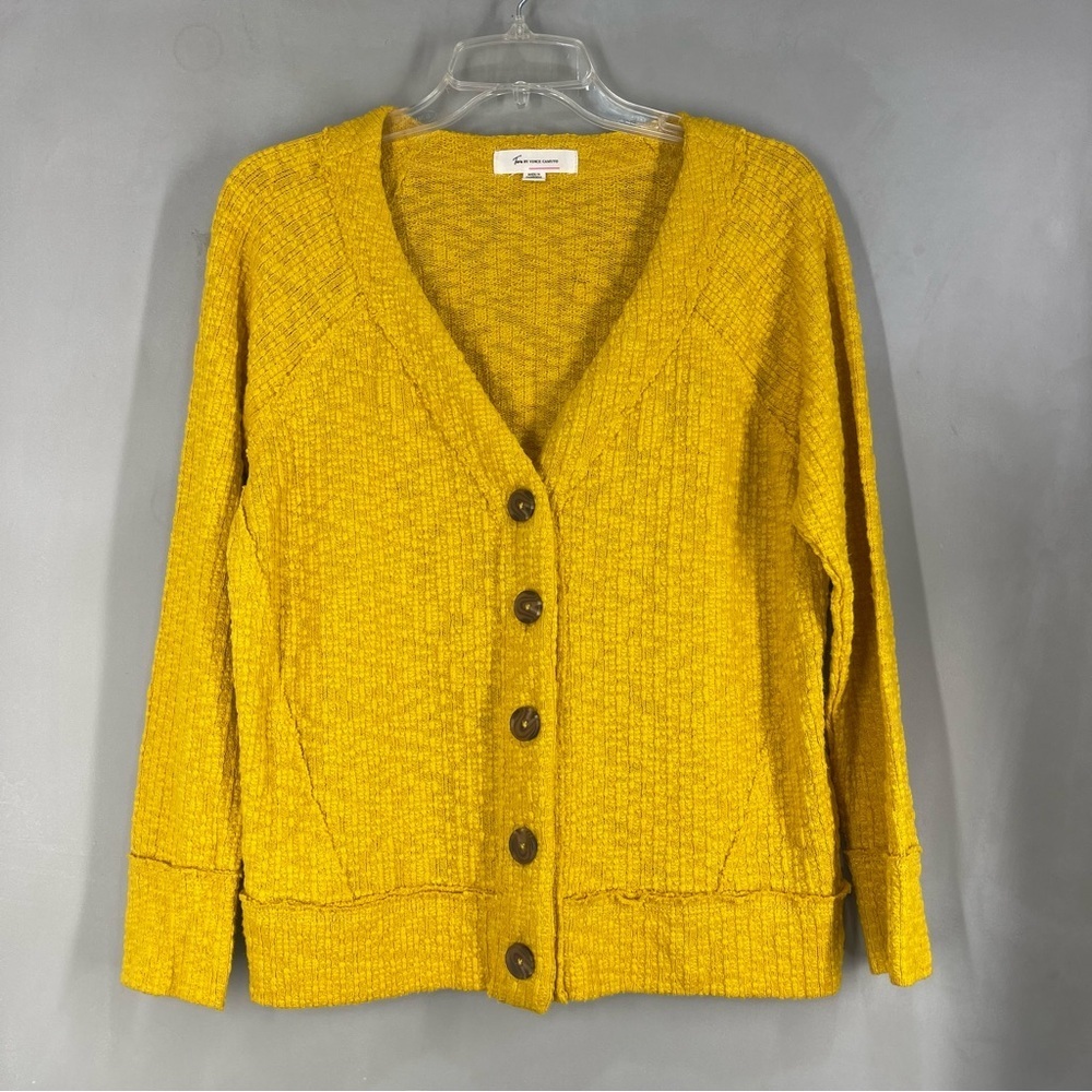 Two by Vince Camuto Mustard Yellow Button Up Long Sleeve Sweater Cardigan Size S - Picture 6 of 11